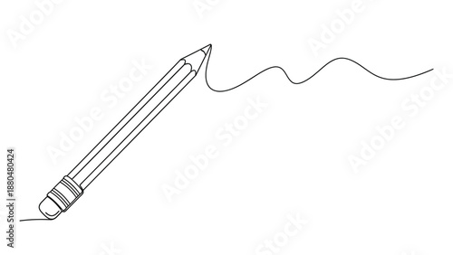 A pencil draws a wavy line on a white background.