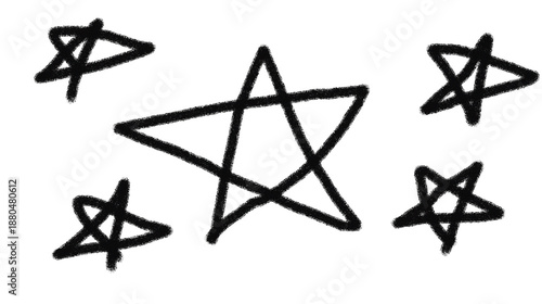 Hand drawn stars doodle set, Black star sketches PNG, Minimalist stars on transparent background