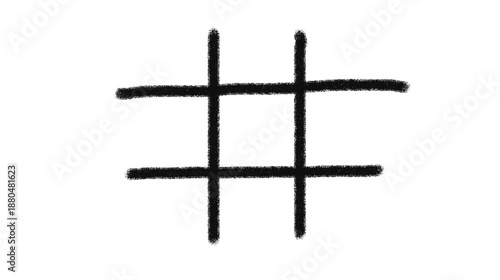Tic-tac-toe grid doodle, Hand drawn game board PNG, Black hash mark sketch isolated