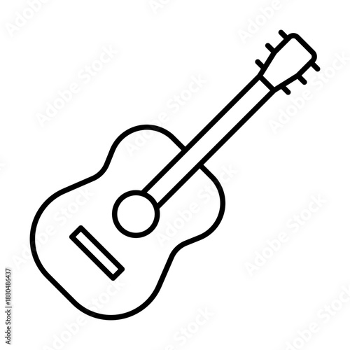 Guitar Line Vector Icon – Music Instrument Outline Symbol