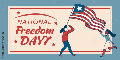 Celebrating Freedom Day with the flag 