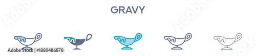 Gravy Element For Design Graphic - Multi Styles. Vector Illustration Of Two Colored And Black. Multiple Icons Designs Can Be Used For Mobile, Ui, Web 