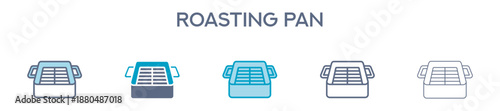 Roasting Pan Element For Design Graphic - Multi Styles. Vector Illustration Of Two Colored And Black. Multiple Icons Designs Can Be Used For Mobile, Ui, Web 