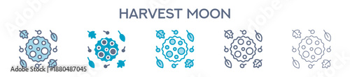Harvest Moon Element For Design Graphic - Multi Styles. Vector Illustration Of Two Colored And Black. Multiple Icons Designs Can Be Used For Mobile, Ui, Web 