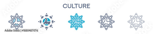 Culture Element For Design Graphic - Multi Styles. Vector Illustration Of Two Colored And Black. Multiple Icons Designs Can Be Used For Mobile, Ui, Web 