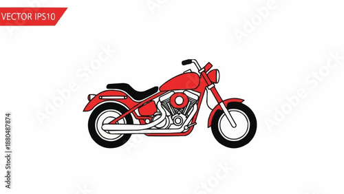 Red Motorcycle Illustration.