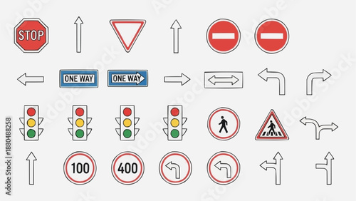 Collection of Road Traffic Signs and Signals.