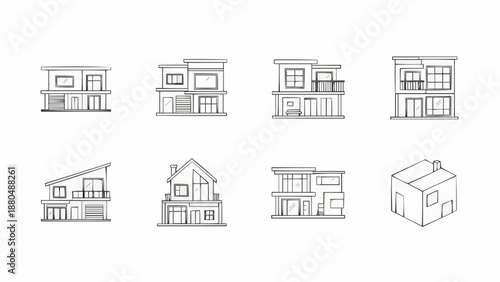 Collection of Hand Drawn Architectural House Designs.