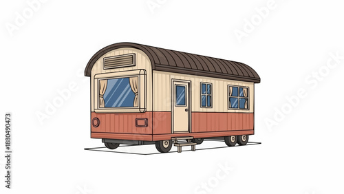 Vintage Caravan Illustration.