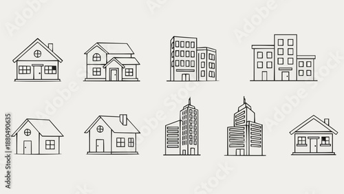 Collection of Hand Drawn Building Illustrations.