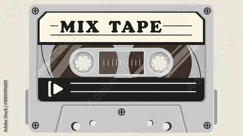 Cassette Tape Playing Mix Tape Music.