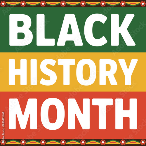 Black History Month Graphic with Pan-African Colors and Tribal Patterns