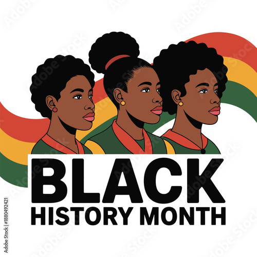 Black History Month Portrait with Pan-African Colors and Ribbon