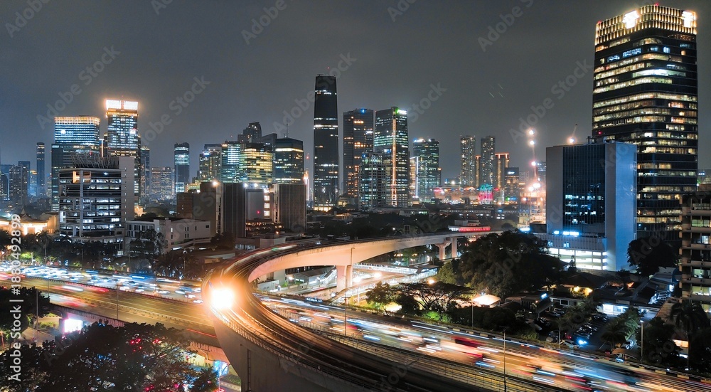 Obraz premium Cityligth of Jakarta at evening 