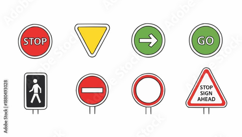 Collection of Road Traffic Signs and Symbols.