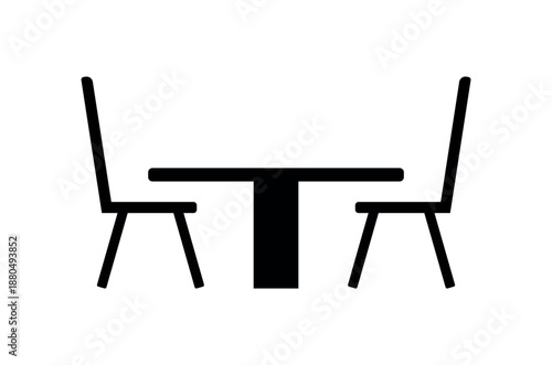 Dining Table Vector Icon, Minimalist Silhouette for Interior Design