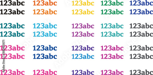 Colorful typography text samples set in flat vector style for font previews branding headlines and creative design projects