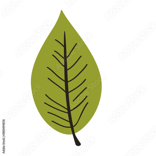 Yellow-green single leaf with black veins icon for wellness apps, spa branding, or calming nature-inspired digital content.