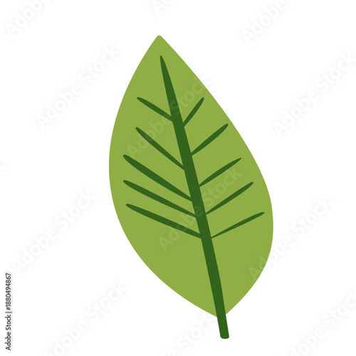 Medium green single leaf with smooth edges icon for logos, packaging, or eco-friendly branding with balanced simplicity.