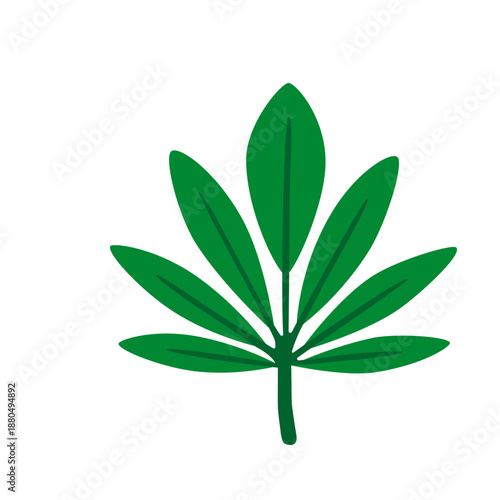 Tableau sur toile Green palmate leaf with five lobes icon for nature apps, botanical design, or eco branding with clean organic shape