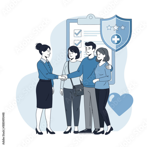 Health insurance concept. Big clipboard with document on it, Healthcare, finance and medical service, flat vector modern illustration