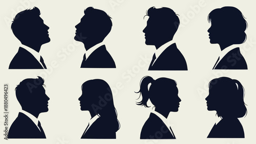 Diverse Business People Silhouettes Facing Different Directions.