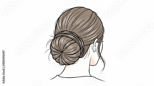 Womans Hair Styled in a Messy Bun.