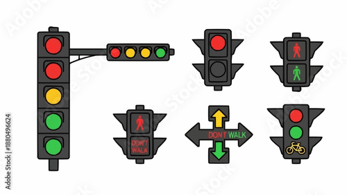 Set of Traffic Lights and Signals.