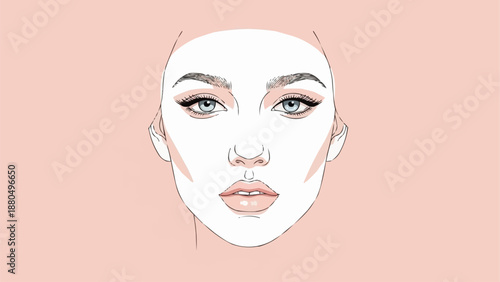 Woman Face Makeup Illustration.