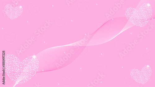 Soft Pink Background Decorated With Sparkling Pink Love Heart Pattern Ornaments And Dots