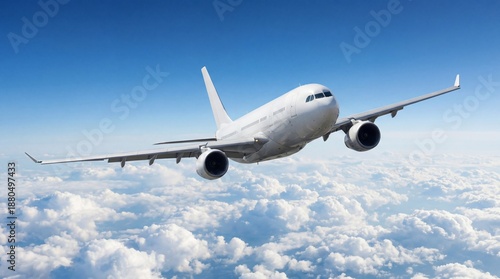 Airplane jet sky cloud travel transportation aircraft flight blue white engine wing tourism journey vacation freedom aerial