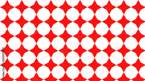 Vibrant red and white geometric pattern with circular shapes and abstract design elements for creative projects