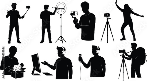 Silhouettes of people working in film and television production