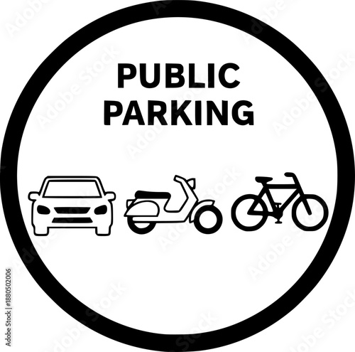Public parking vector icon for car, motorbike and bicycle sign symbol illustration.
