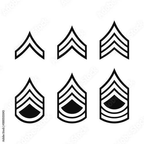 US Army rank insignia chevrons and rockers military symbols for enlisted ranks icon
