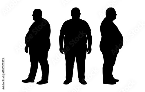 vector illustration. Silhouettes of overweight people. Big set of married couples.	