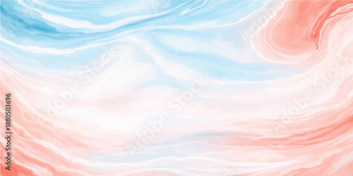 Abstract watercolor background with colorful waves of blue sky and white fluffy clouds under bright summer sunlight creating a beautiful atmospheric texture of light and air