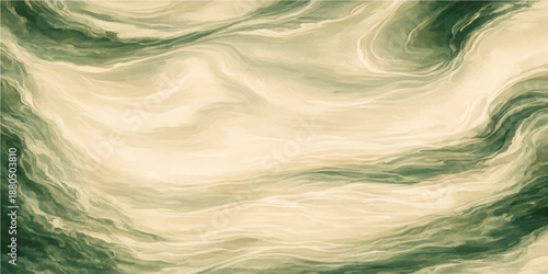 A turquoise ocean wave ripples across the sandy beach under a blue summer sky with light clouds reflecting on the water surface in this abstract nature landscape