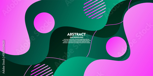 Green and pink geometric business banner design. Creative banner design with waves and lines for templates. Vector Eps10