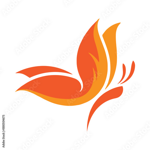 Orange flame abstract design element for graphic resources and creative projects icon