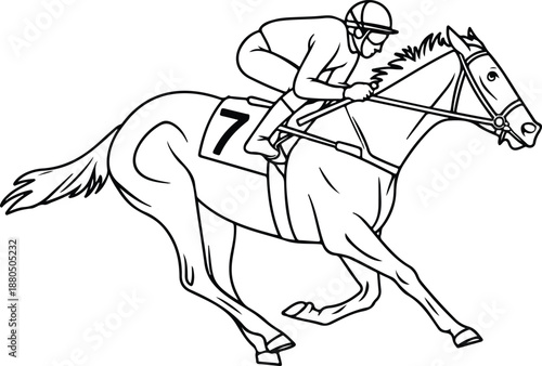 Horse Racing Vector Illustration  Jockey on Galloping Horse