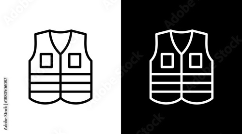High Visibility Vest  White Icon Set Design