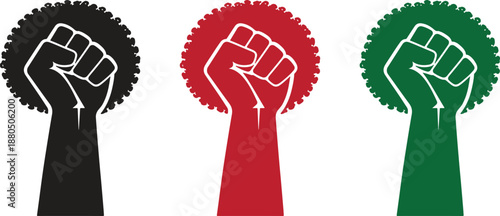 African Power Fist with Afro Hair Silhouette Black History Empowerment Symbol