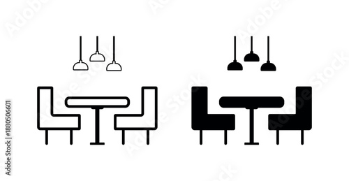 Dining Table Vector Icon, Minimalist Black Silhouette
