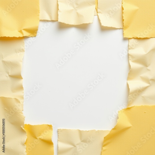 Torn Yellow Paper Frame Over White