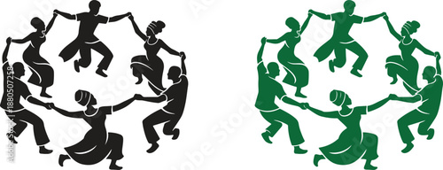 African Cultural Dance Circle Silhouette Unity Celebration Community Concept