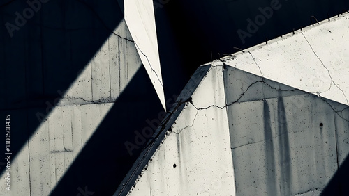 Wallpaper Mural Cracked concrete wall with harsh shadows abstract black and white architecture. Torontodigital.ca