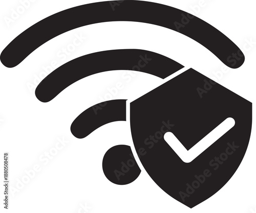 Secure Wi-Fi Connection Symbol with Check Mark