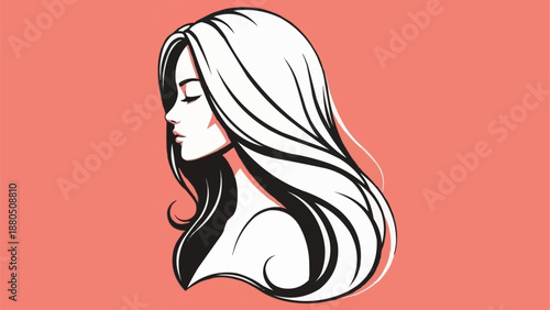 Stylized Portrait of a Woman with Long Flowing Hair.