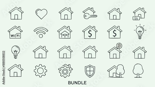 Collection of House Icons and Symbols for Real Estate and Home Services.